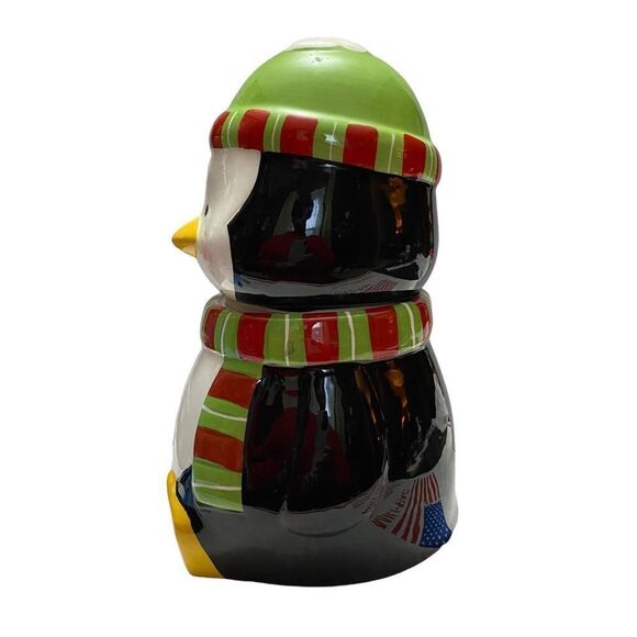 Vintage St. Jude Collectible Porcelain Mini Cookie Jar Christmas Holiday Penguin - Picture 4 of 12